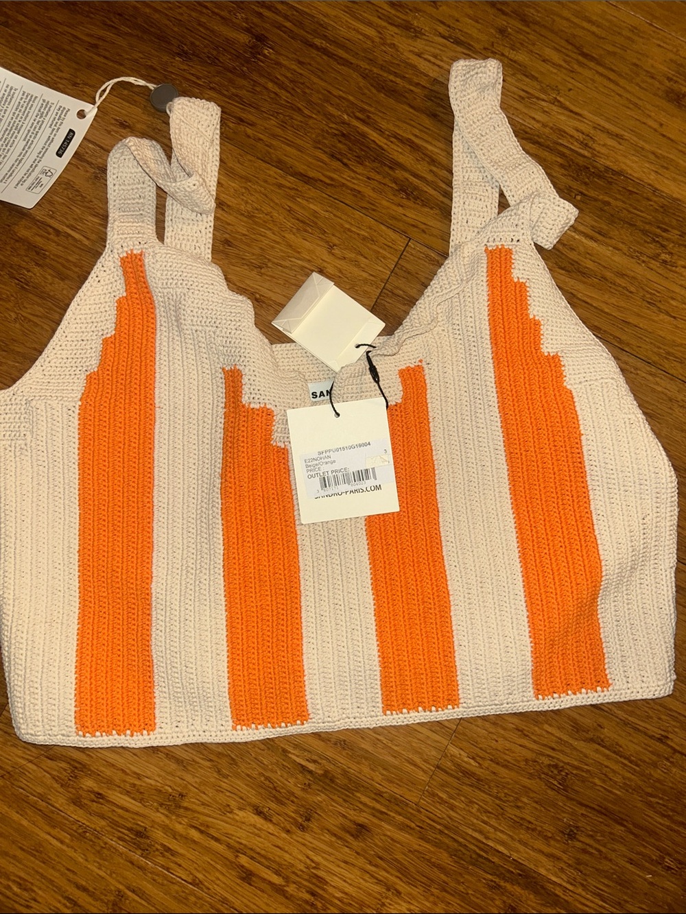 SANDRO Cropped striped crochet top
Orange Beige Original Price $220 - Picture 6 of 9